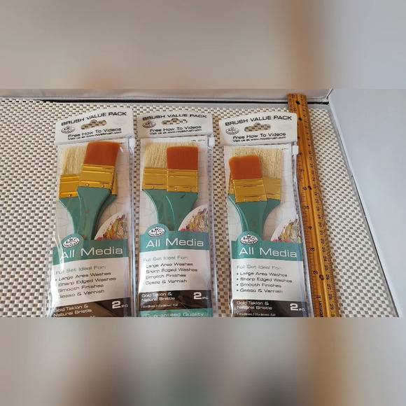 Royal & Langnickel 6pc Gold Taklon and Natural Bristle All Media, Large Paint - Picture 1 of 2